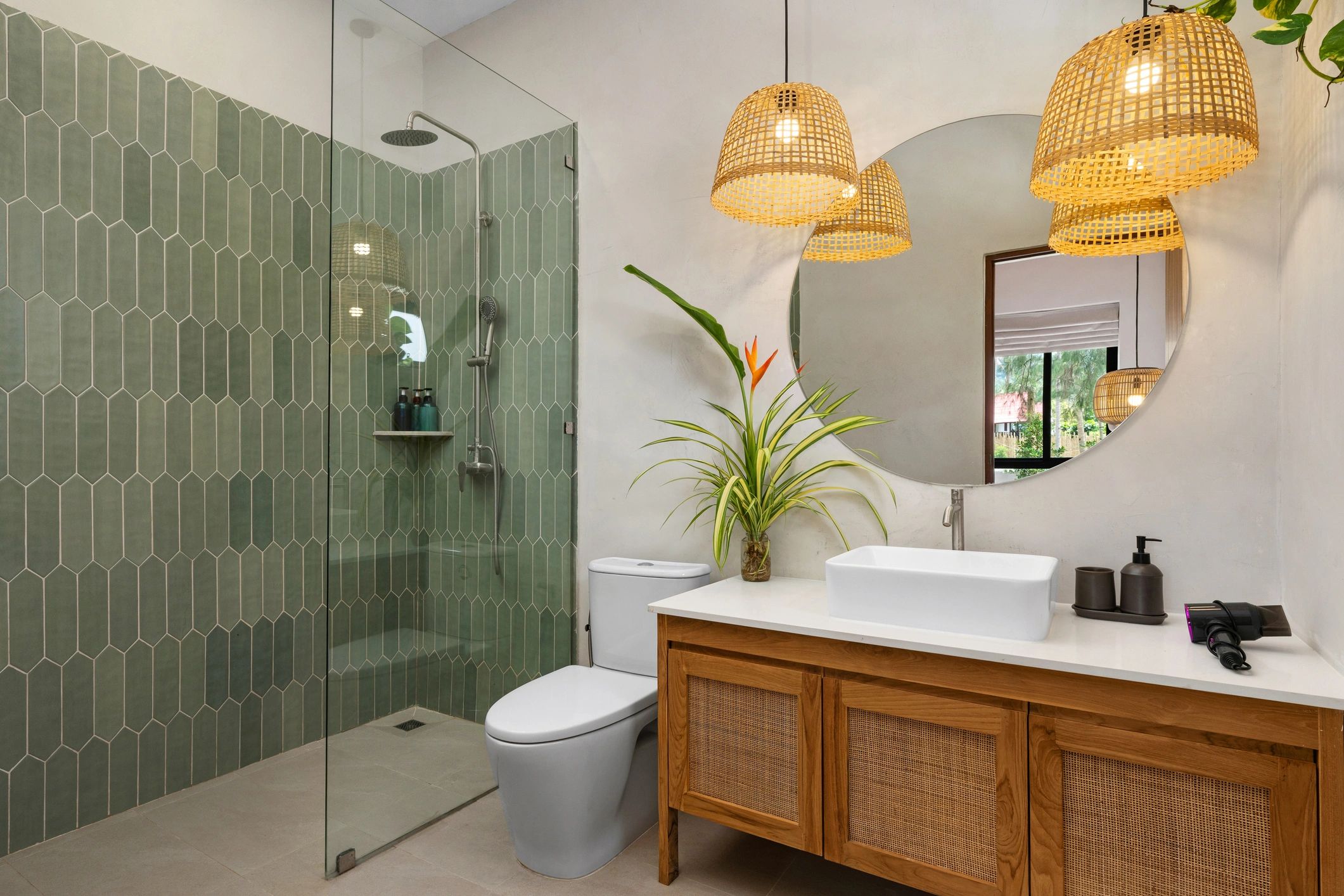 Updated bathroom with walk-in shower and modern vanity